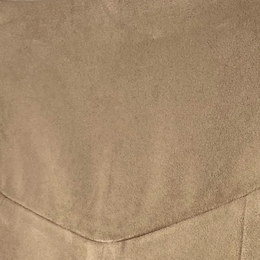 Camel Faux Suede A-Line Skirt High Waist Boho Chic Flowy Midi Western Size Med